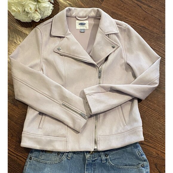 Old Navy Jacket Faux Suede Lavender Pinkish Color Size M NWOT Old Navy Moto Coat - Picture 2 of 7